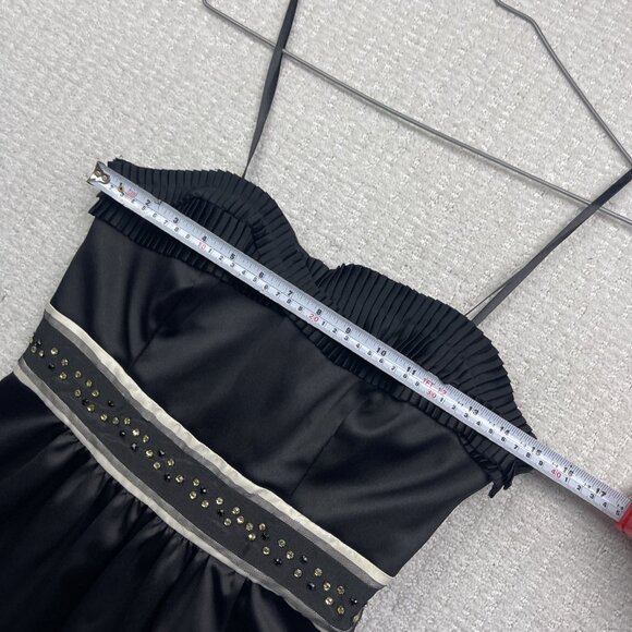 Max & Cleo Evening  Cocktail Dress Mini Strapless Party Sz 4 Black Rhinestone - Picture 7 of 13